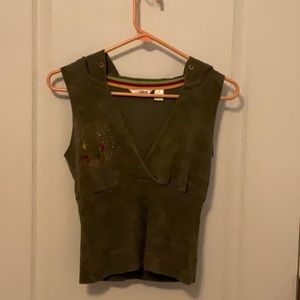 Ecko Red Cropped Sleeveless Sweatshirt Top